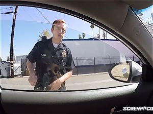 CAUGHT! dark-hued lady gets unloaded fellating off a cop