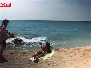 LETSDOEIT - super hot dark-hued teenager screwed firm At The Beach